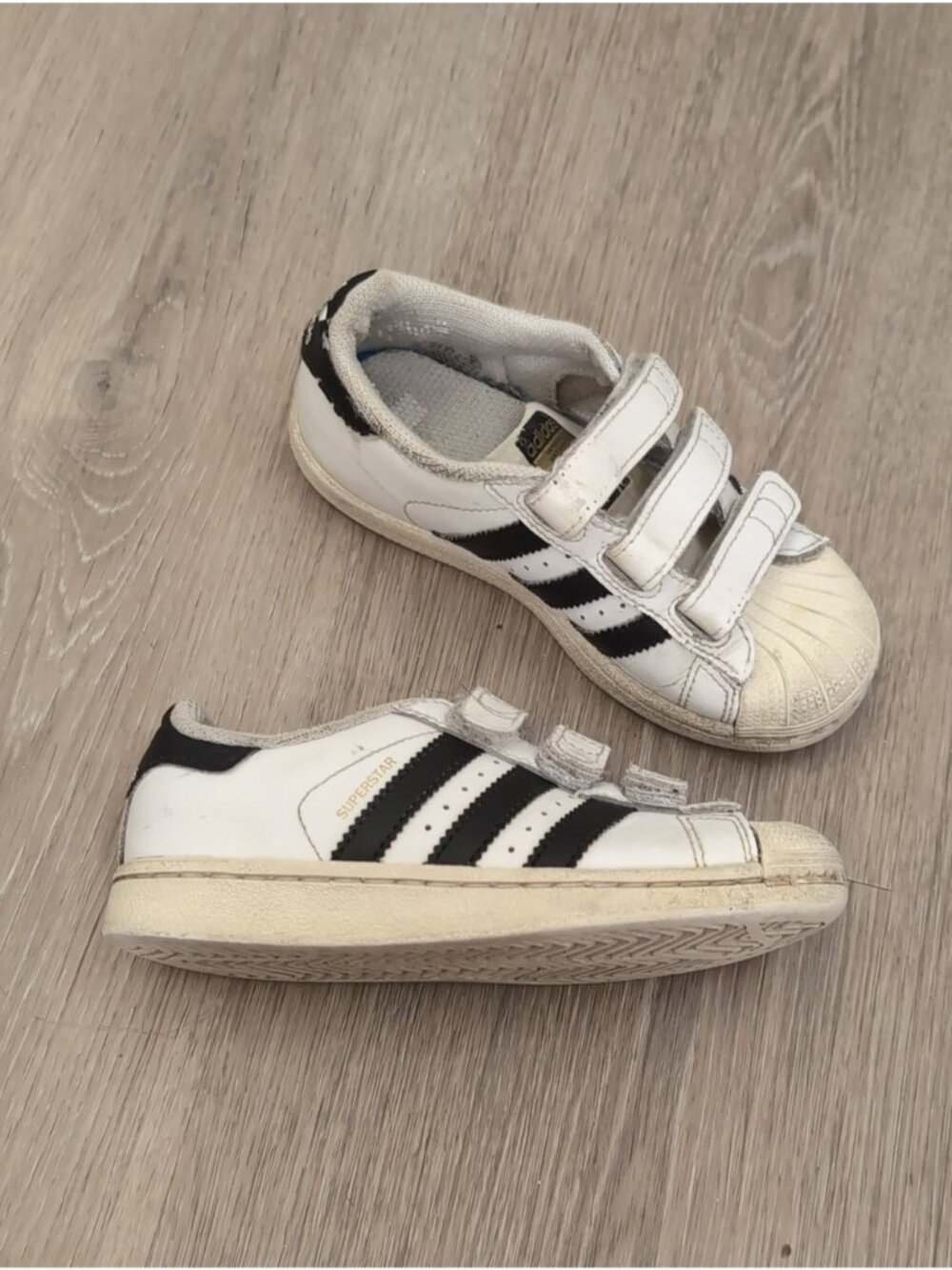 adidas Kids White and Black Velcro Superstar Sneakers